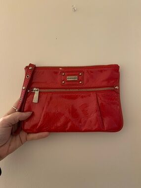 Express Red Patent Wristlet Clutch